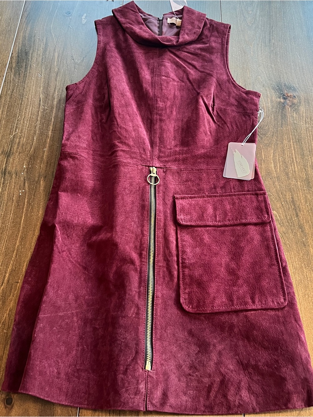 Forever 21 faux-suede zip-front mini dress-xs